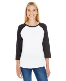 L3530 LAT - Ladies' Fine Jersey Three-Quarter Slee in White solid/ black