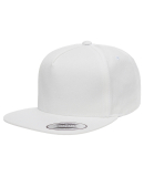 6007 Yupoong Five-Panel Flat Bill Cap in White