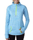 8617 J. America Women's Cosmic Fleece Quarter Zip  in Electric blue/ neon green
