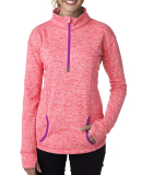 8617 J. America Women's Cosmic Fleece Quarter Zip  in Fire coral/ magenta