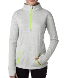 8617 J. America Women's Cosmic Fleece Quarter Zip  in Ice fleck/ neon green