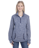 8617 J. America Women's Cosmic Fleece Quarter Zip  in Navy fleck/ navy