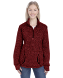 8617 J. America Women's Cosmic Fleece Quarter Zip  in Red fleck/ black