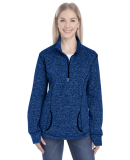 8617 J. America Women's Cosmic Fleece Quarter Zip  in Royal fleck/ black