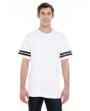 LAT 6937 Adult Fine Jersey Football Tee in White/black