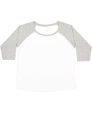 LAT 3830 Curvy Collection Women's Baseball Tee in White/ vintage heather