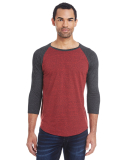 302G Threadfast Apparel Unisex Triblend Baseball R in Cardinal black/ black triblend