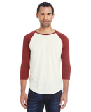 302G Threadfast Apparel Unisex Triblend Baseball R in Cream/ cardinal black triblend