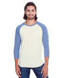 302G Threadfast Apparel Unisex Triblend Baseball R in Cream/ navy triblend