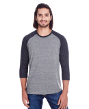 302G Threadfast Apparel Unisex Triblend Baseball R in Grey/ black triblend