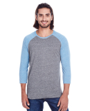 302G Threadfast Apparel Unisex Triblend Baseball R in Grey/ royal triblend