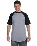 423 Augusta Sportswear Adult Short-Sleeve Baseball in Athletic heather/ black
