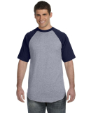 423 Augusta Sportswear Adult Short-Sleeve Baseball in Athletic heather/ navy