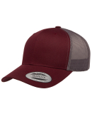 6606 Yupoong Retro Trucker Cap in Maroon/ grey