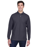 D110 Devon & Jones Men's Pima Pique Long-Sleeve Po in Navy