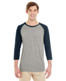 Jerzees 601RR Dri-Power Active Triblend Baseball R in Oxford/ indigo heather