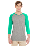 Jerzees 601RR Dri-Power Active Triblend Baseball R in Oxford/ mint heather