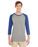 Jerzees 601RR Dri-Power Active Triblend Baseball R in Oxford/ true blue heather