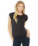 8804 Women's Flowy Muscle Tank with Rolled Cuffs in Dark grey heather