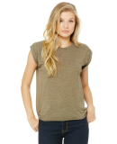 8804 Women's Flowy Muscle Tank with Rolled Cuffs in Heather olive