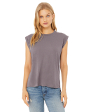 8804 Women's Flowy Muscle Tank with Rolled Cuffs in Storm