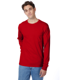 52 5596 Tagless Long Sleeve T-Shirt with a Pocket in Deep red