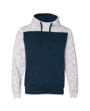 197 8676 Melange Fleece Colorblocked Hooded Pullov in Navy/ white