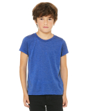3413Y Bella + Canvas Youth Triblend Jersey Short S in True royal triblend