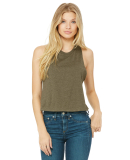 6682 Women's Racerback Cropped Tank in Heather olive