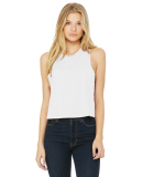 6682 Women's Racerback Cropped Tank in Solid white blend