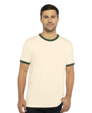 Next Level 3604 Unisex Fine Jersey Ringer Tee in Natural/forest green