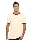 Next Level 3604 Unisex Fine Jersey Ringer Tee in Natural/maroon
