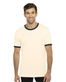 Next Level 3604 Unisex Fine Jersey Ringer Tee in Natural/midnight navy