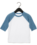 Bella+Canvas 3200T Toddler Three-Quarter Sleeve Ba in White/ denim