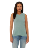 Women's Long Muscle Tank in Heather dusty blue