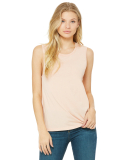 Women's Long Muscle Tank in Heather peach
