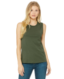 Women's Long Muscle Tank in Military green