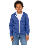 Bella + Canvas 3739Y Youth Sponge Fleece Full-Zip in Heather true royal