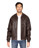 Threadfast Apparel 395J Unisex Bomber Jacket in Brown vegan leather