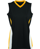 Augusta Sportswear 1355 Women's Tornado Jersey in Black/ gold/ white