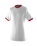Augusta Sportswear 711 Youth Ringer T-Shirt in White/ red