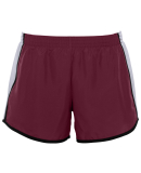 Augusta Sportswear 1266 Girls' Pulse Team Short in Maroon/ white/ black