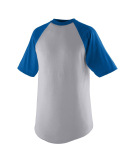 Augusta Sportswear 424 Youth Short Sleeve Baseball in Athletic heather/ royal