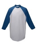 Augusta Sportswear 4421 Youth Three-Quarter Sleeve in Athletic heather/ navy