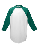 Augusta Sportswear 4421 Youth Three-Quarter Sleeve in White/ dark green