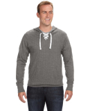 J America 8231 Sport Lace Jersey Hooded Pullover T in Charcoal heather