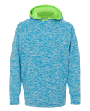 J America 8610 Youth Cosmic Fleece Hooded Pullover in Electric blue/ neon green