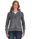 J America 8913 Women's Zen Fleece Full-Zip Hooded  in Dark smoke