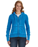 J America 8913 Women's Zen Fleece Full-Zip Hooded  in Oceanberry