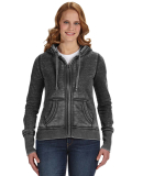 J America 8913 Women's Zen Fleece Full-Zip Hooded  in Twisted black